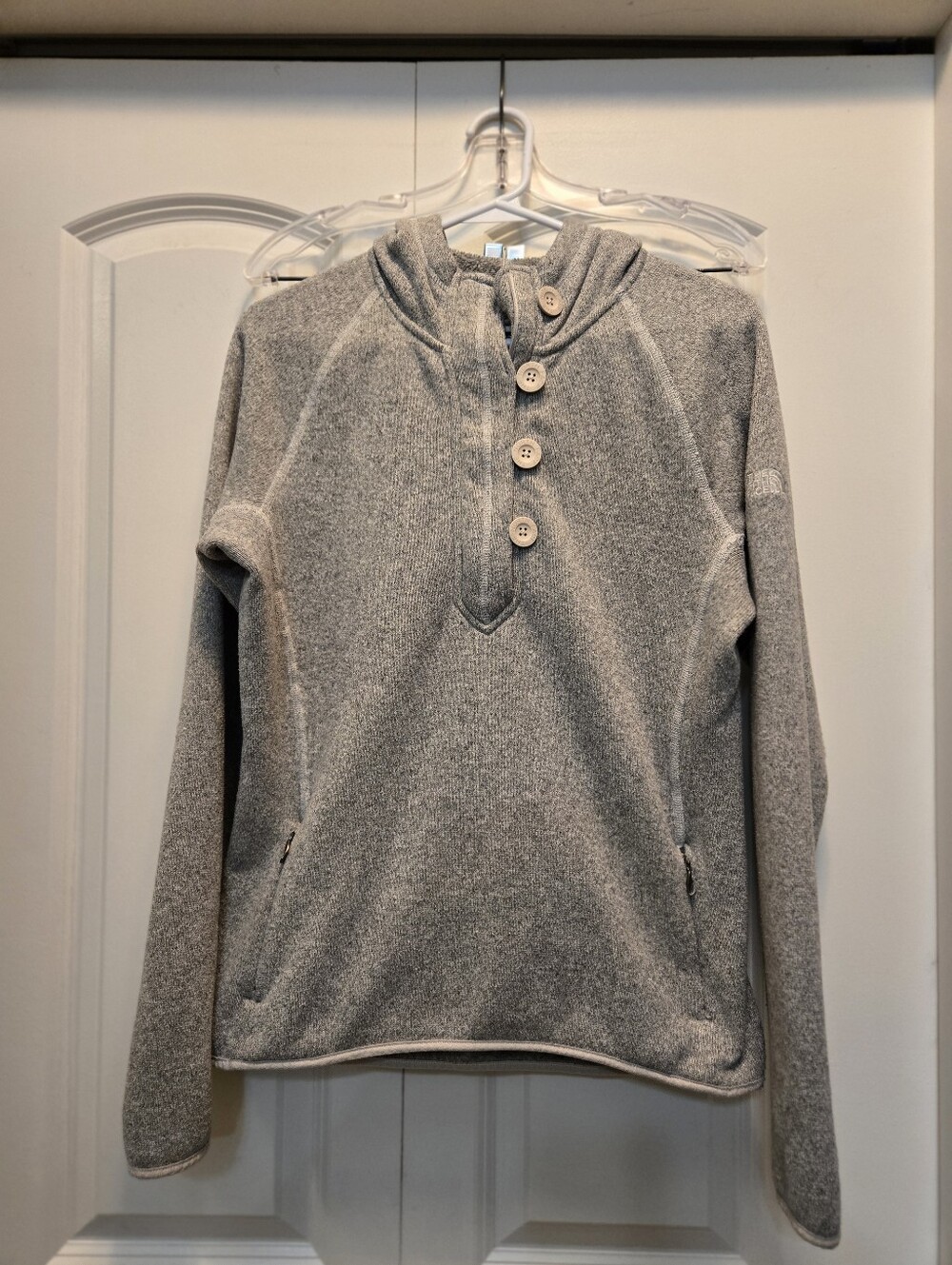 The North Face Women's Heather Gray Button Pullover Hoodie